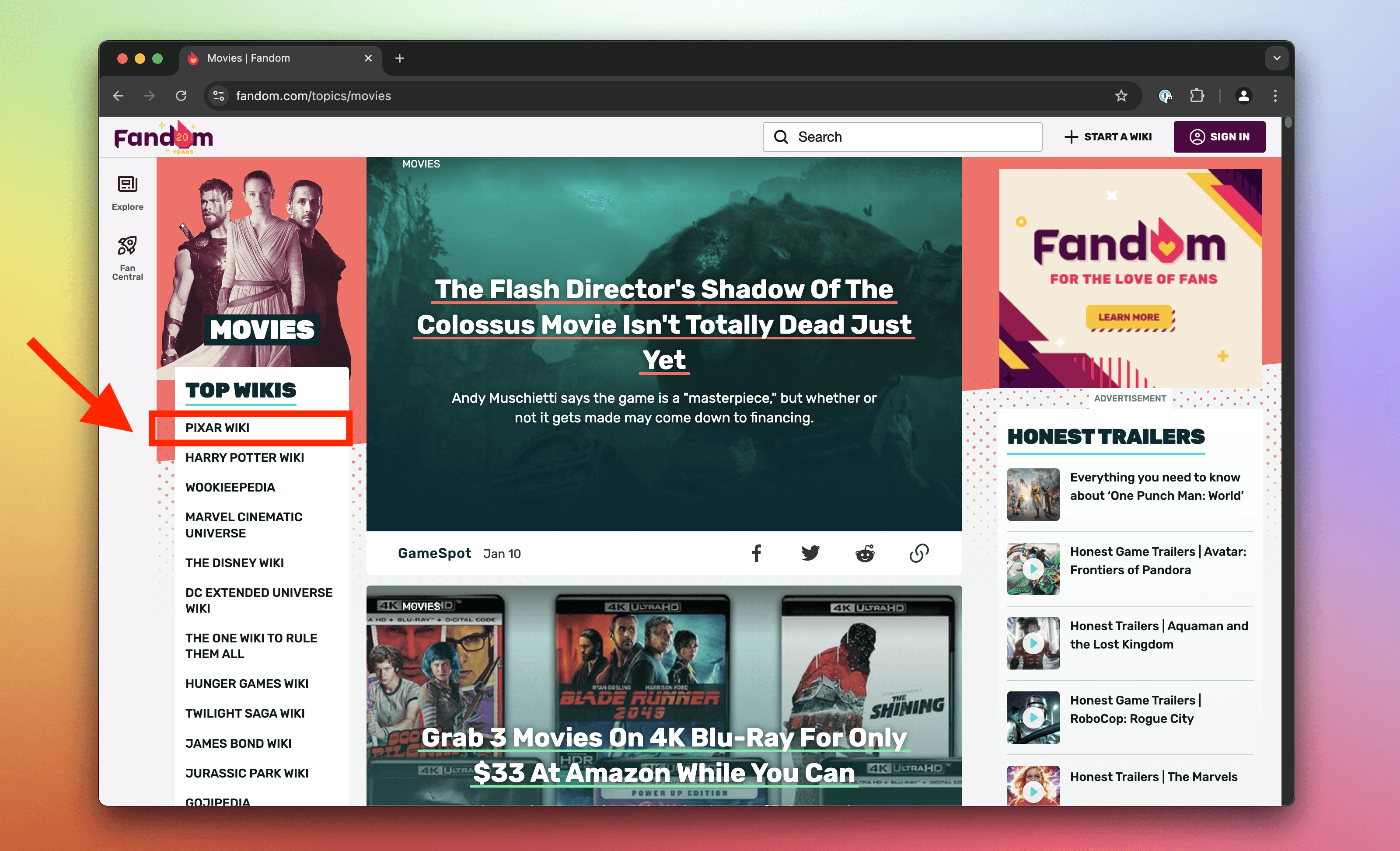 Fandom's Movies page